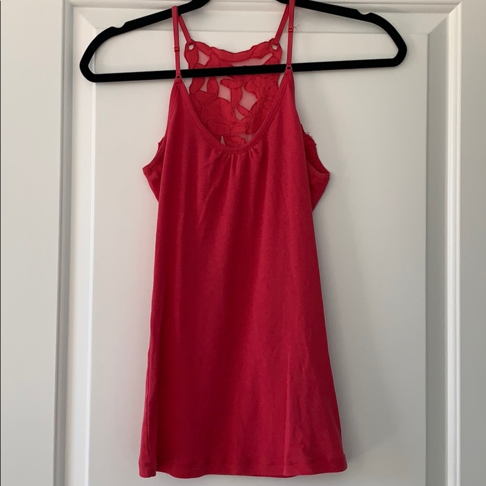 Beautiful lace detail salmon pink strappy tank
